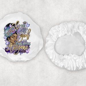 Womens Custom Satin Handmade Purple and Gold Double layered Hair Bonnet